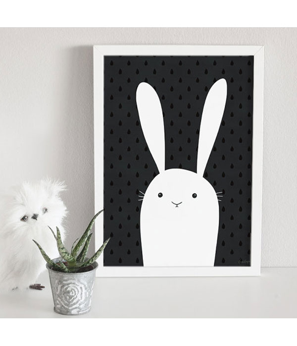 Poster Rabbit Black White 2