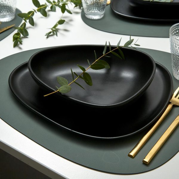 Lind DNA leather placemat Curve in green